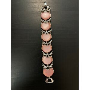 Vintage Pink Moonglow Bracelet Silvertone Excellent